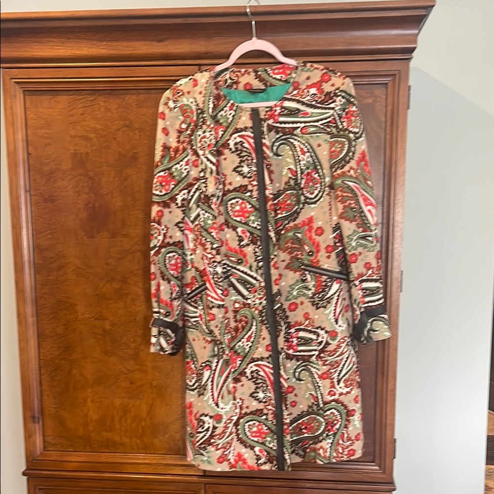 Bella Bicchi A-Line Trench Belted Coat in Floral Paisley SZ XL (fits like SZ M)